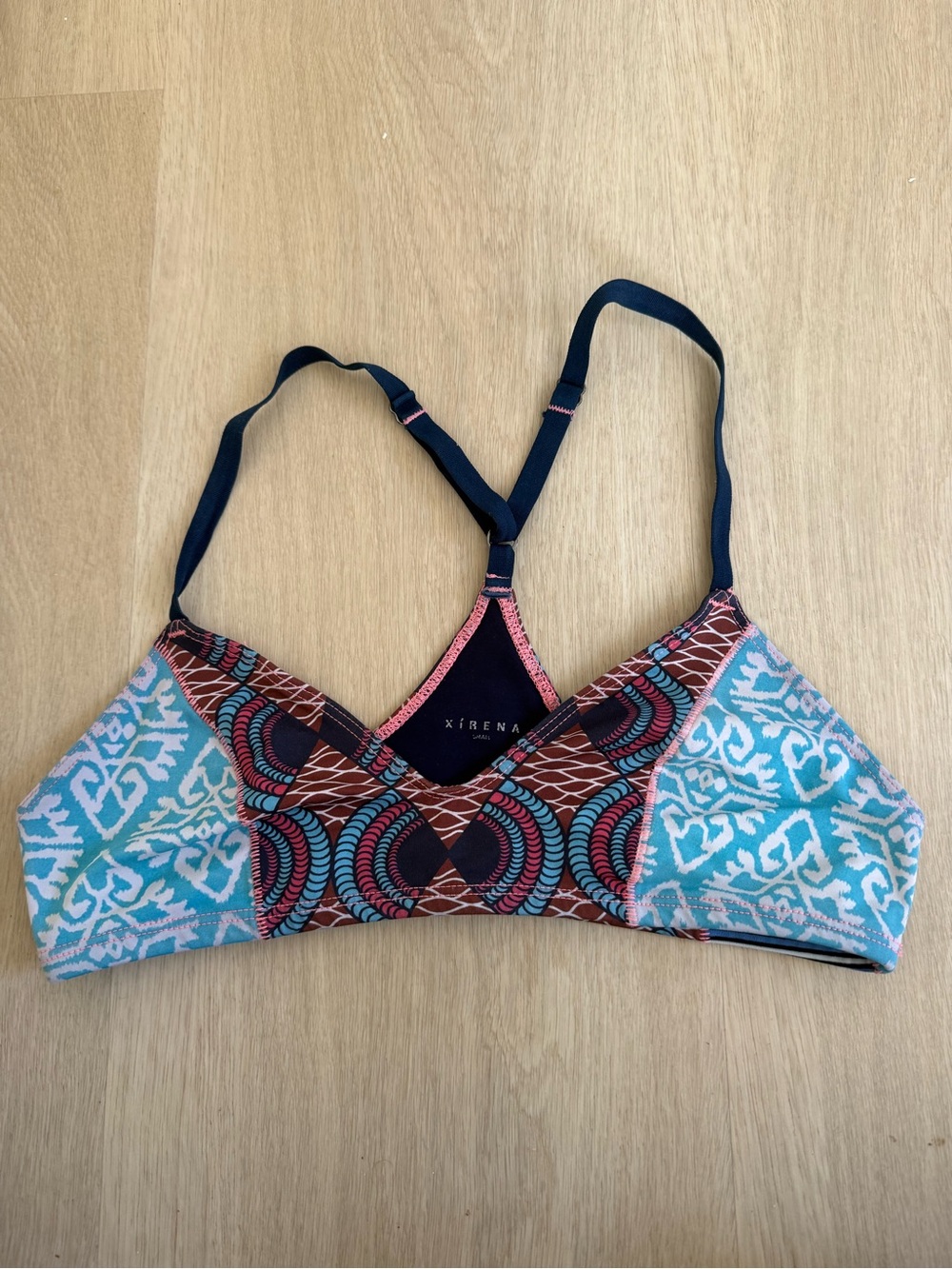 XiRENA Blue, Coral & Brown Printed Bralette
